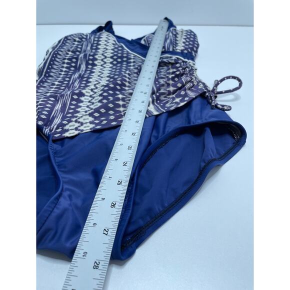 Maxine of Hollywood Gathered Cross Over One Piece w/ Built-in Bra Blue Women 10 - Picture 9 of 11